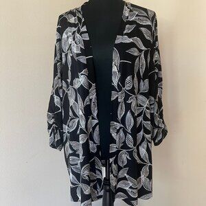 Lane Bryant Women's - Ruched Sleeves Open Overpiece Cardigan - Black and White